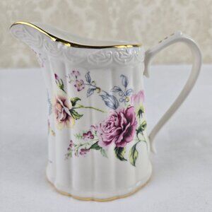 Grace's Teaware Floral Porcelain Creamer Cream Pink Green Blue Gold Accents